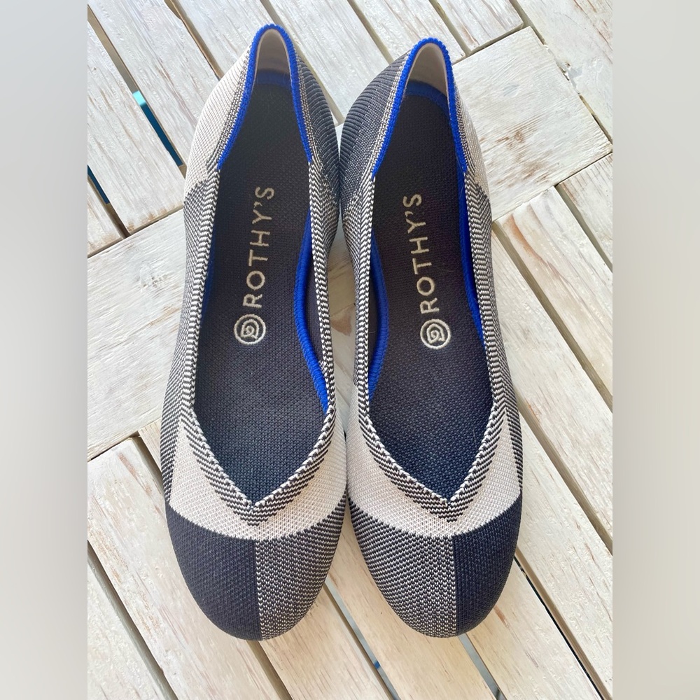 Rothy’s Navy Captoe Plaid Flats 9